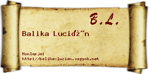 Balika Lucián névjegykártya